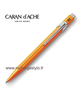 Stylo Bille Caran d'Ache 849 Popline Orange Fluo avec Etui