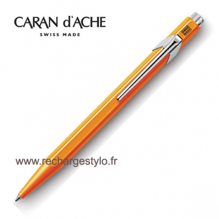 Stylo Bille Caran d'Ache 849 Popline Orange Fluo avec Etui