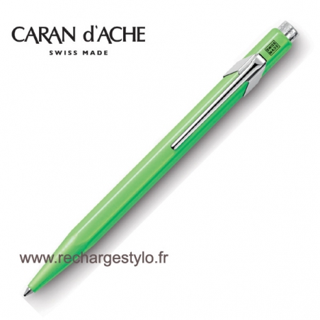 Stylo Bille Caran d'Ache 849 Popline Vert Fluo avec Etui