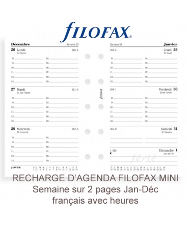 Filofax - Recharge POCKET 2 jours par page multi-langues 2015 :: Filofax ::  Recharge Agenda