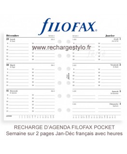Recharge d'Agenda Filofax Pocket Une Semaine sur 2 Pages 2017