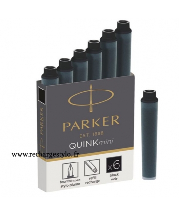 Cartouches courtes Parker mini Quink Noir 1950407